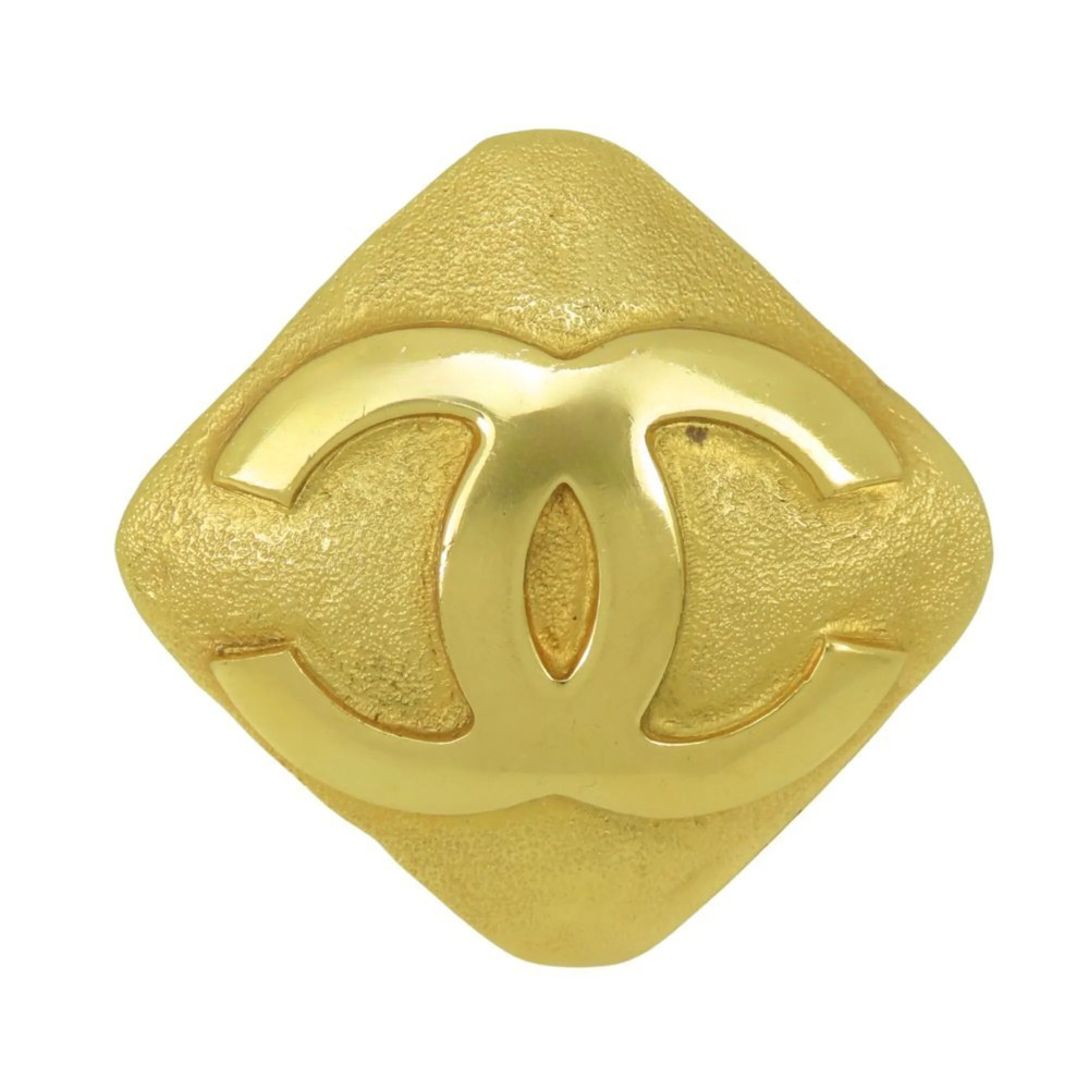 CHANEL Gold Diamond Logo Brooch